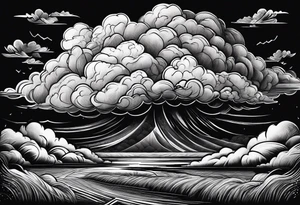 Heavy dark storm clouds tattoo idea
