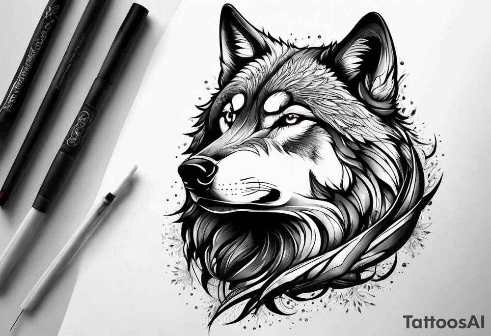 Howling wolf tattoo idea