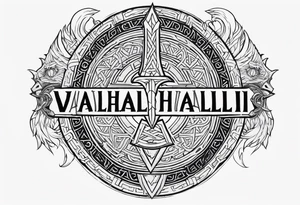 Valhalla sword shield dragon axe Valknut helm of awe tattoo idea