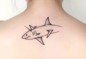 lemon shark and whale shark swimming along the spine tattoo idea