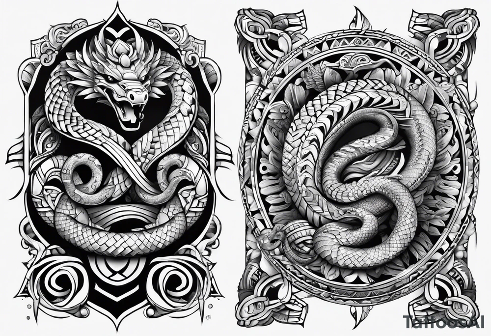 aztec snake sleeve tattoo idea