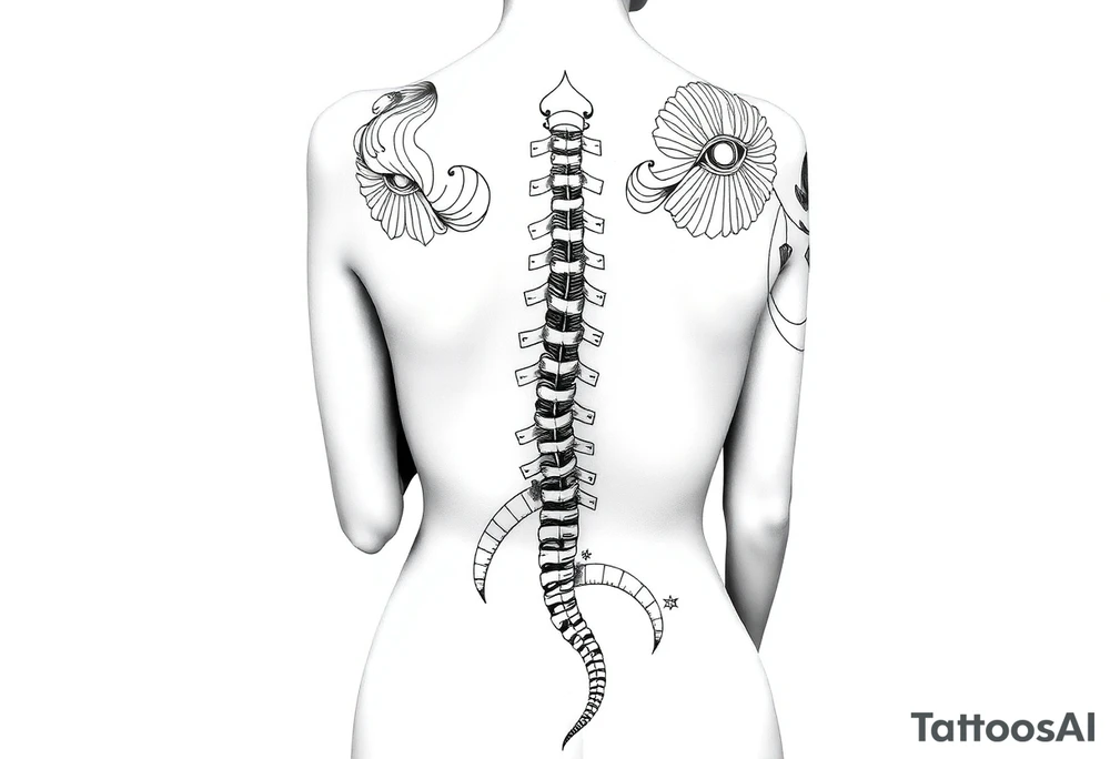 Spinal futuristic, full length, shoulders to lower back tattoo idea