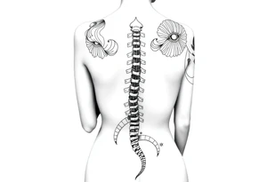 Spinal futuristic, full length, shoulders to lower back tattoo idea