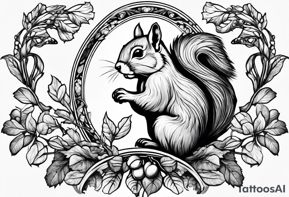 Angel squirrel acorn tattoo idea