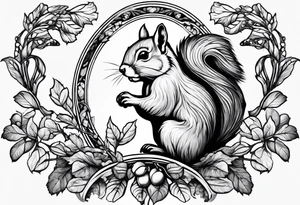 Angel squirrel acorn tattoo idea