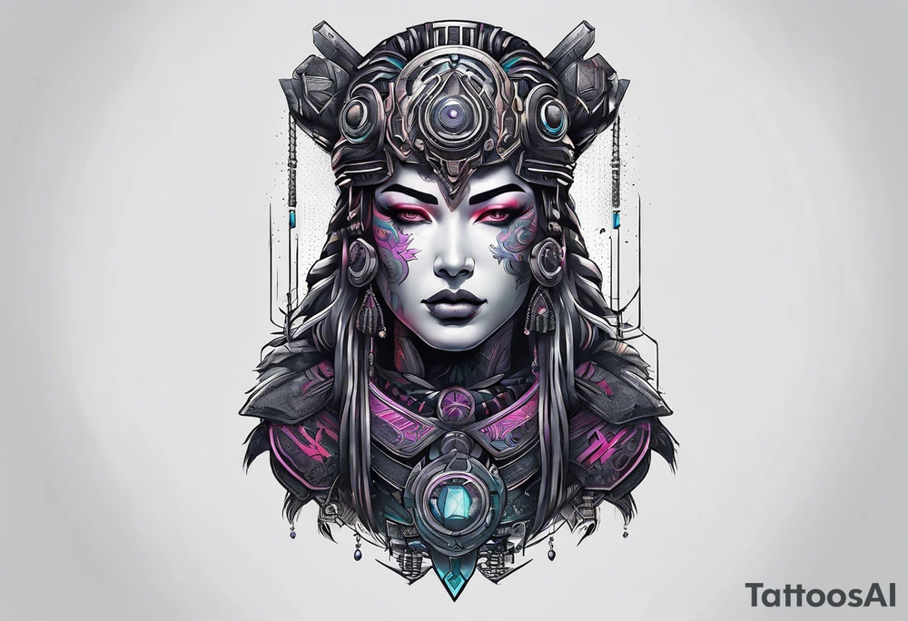 cyberpunk themed enki tattoo tattoo idea