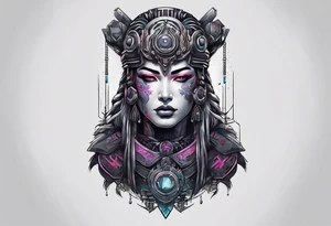cyberpunk themed enki tattoo tattoo idea