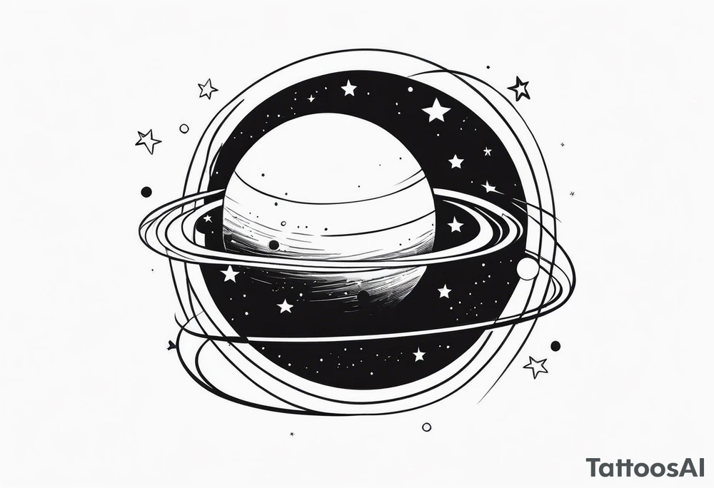 Planet with stars tattoo idea