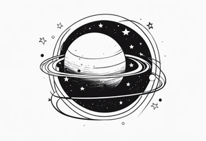 Planet with stars tattoo idea