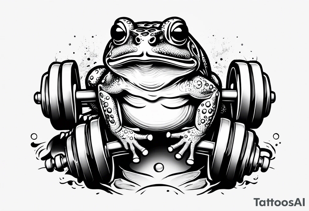 Toad lifting dumbbells tattoo idea