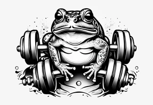 Toad lifting dumbbells tattoo idea