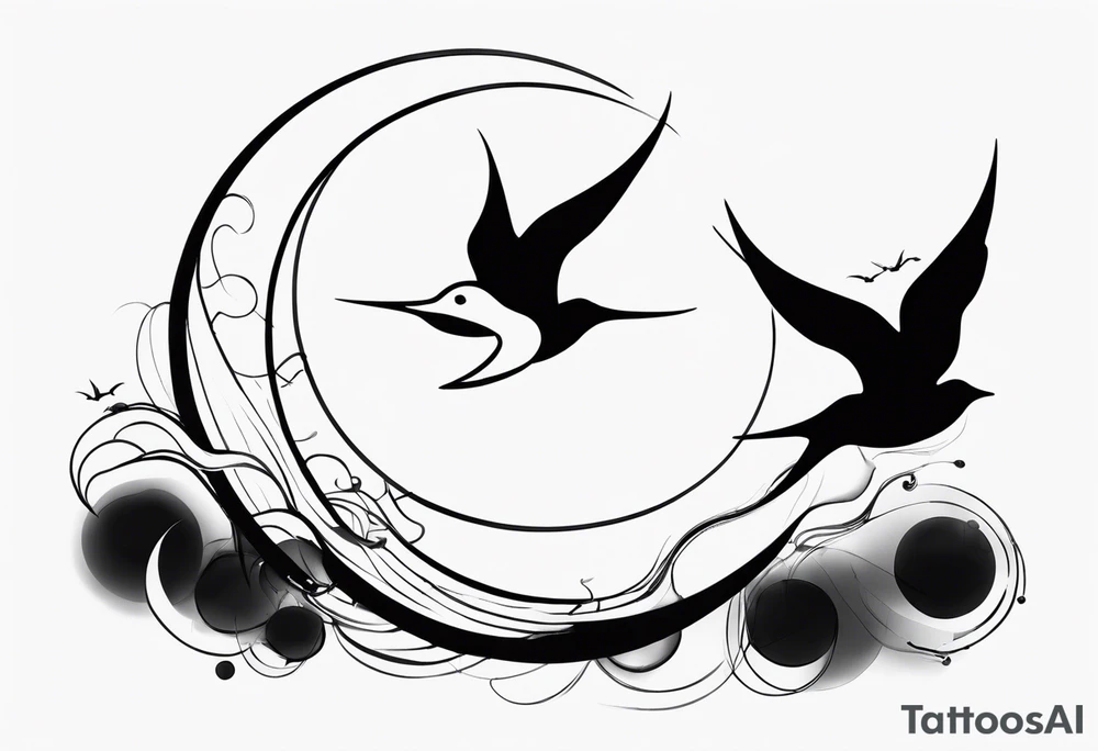 3 swallow'and 2 moons tattoo idea
