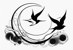 3 swallow'and 2 moons tattoo idea
