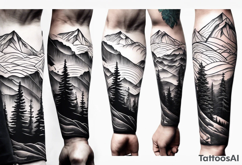 Forearm tattoo of couple hiking tattoo idea