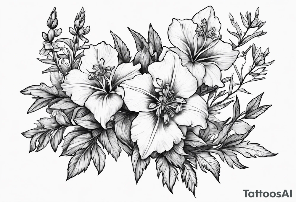 Larkspur flower with a bow tattoo idea