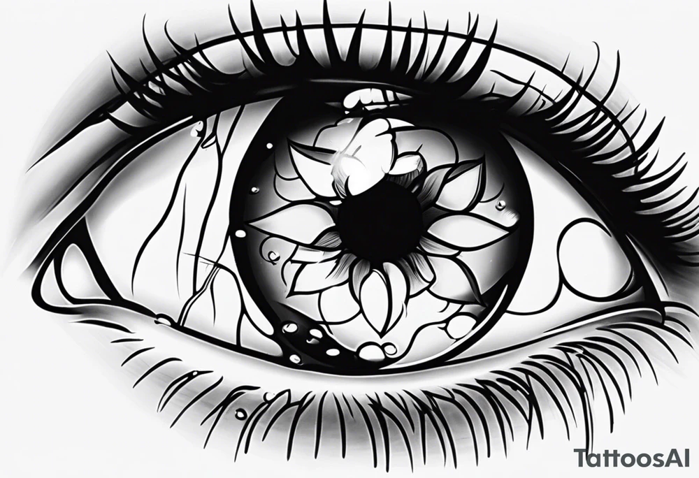 A realistic majestic human eye crying tears of blood tattoo idea