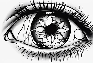 A realistic majestic human eye crying tears of blood tattoo idea