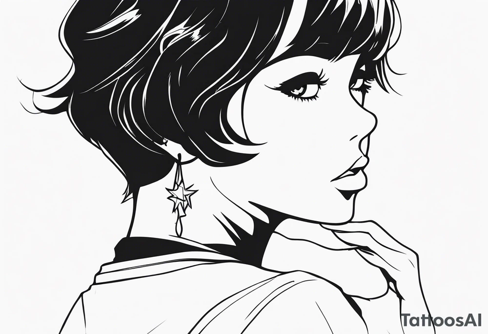 pop-art style anime girl tattoo idea