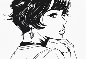 pop-art style anime girl tattoo idea