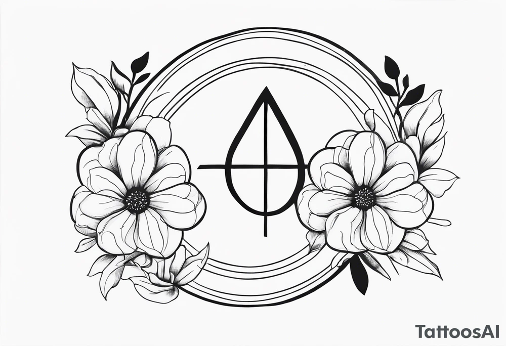 Gemini symbol with flowers tattoo idea