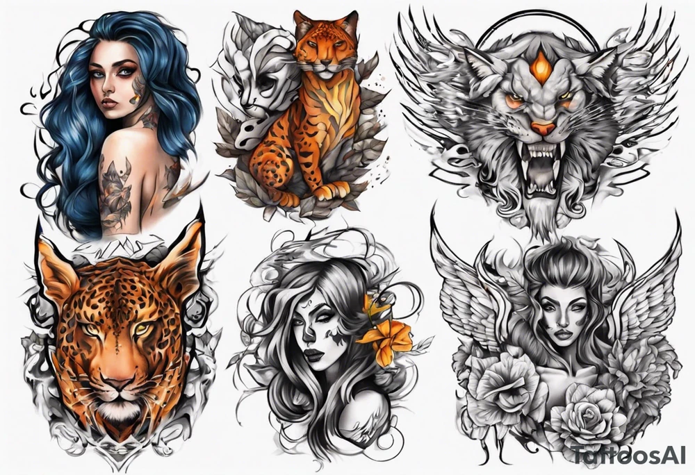 men women morph tattoo idea