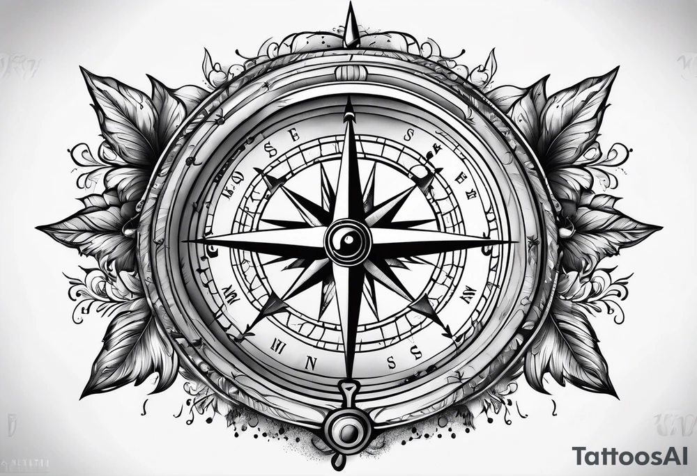 vintage compass tattoo idea