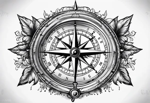 vintage compass tattoo idea
