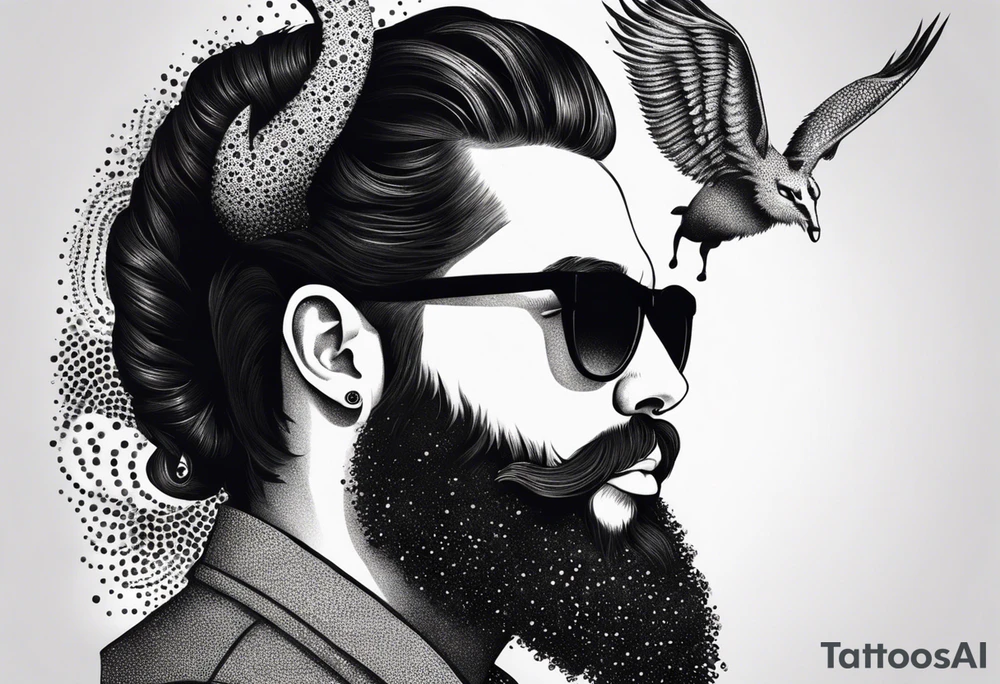 capricorn with beard and sunglasses tattoo idea
