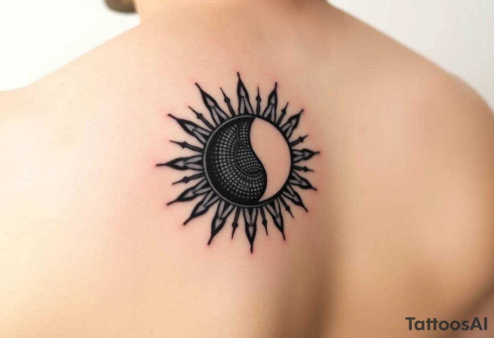 sun and moon together tattoo idea