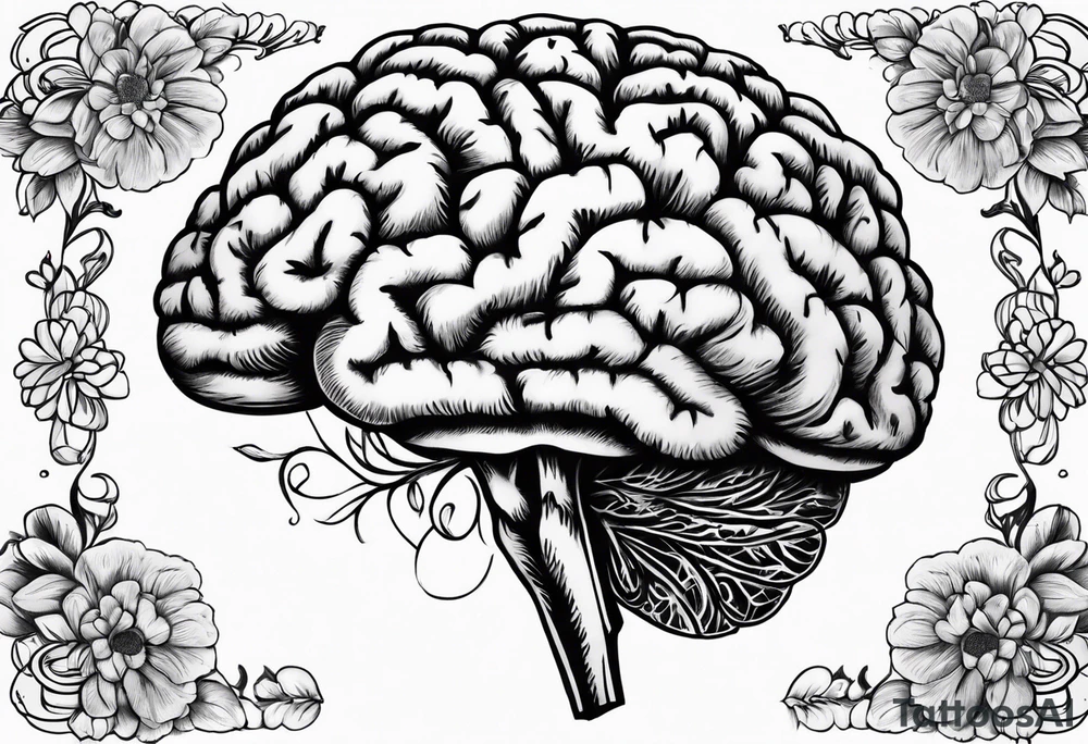 Brain and flower tattoo idea