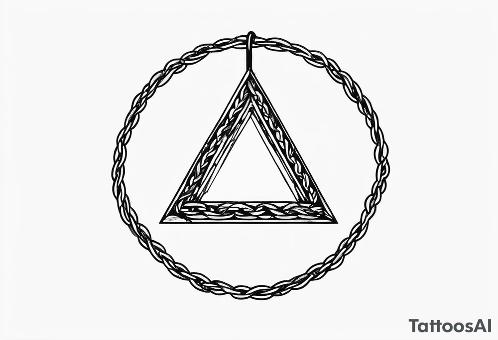 Simplistic triangle inside a circle made from chain and rope elements. tattoo idea Simplistic triangle inside a circle made from chain and rope elements. tattoo idea