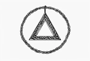 Simplistic triangle inside a circle made from chain and rope elements. tattoo idea