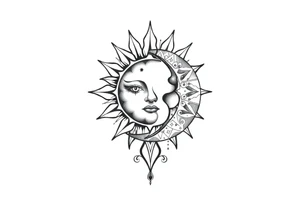 sun and moon with constellation patterns tattoo idea