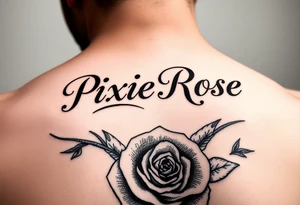 "PixieRose" in a gangsters Chicano calligraphy style font 
Tattoo idea above a man's eyebrow tattoo idea