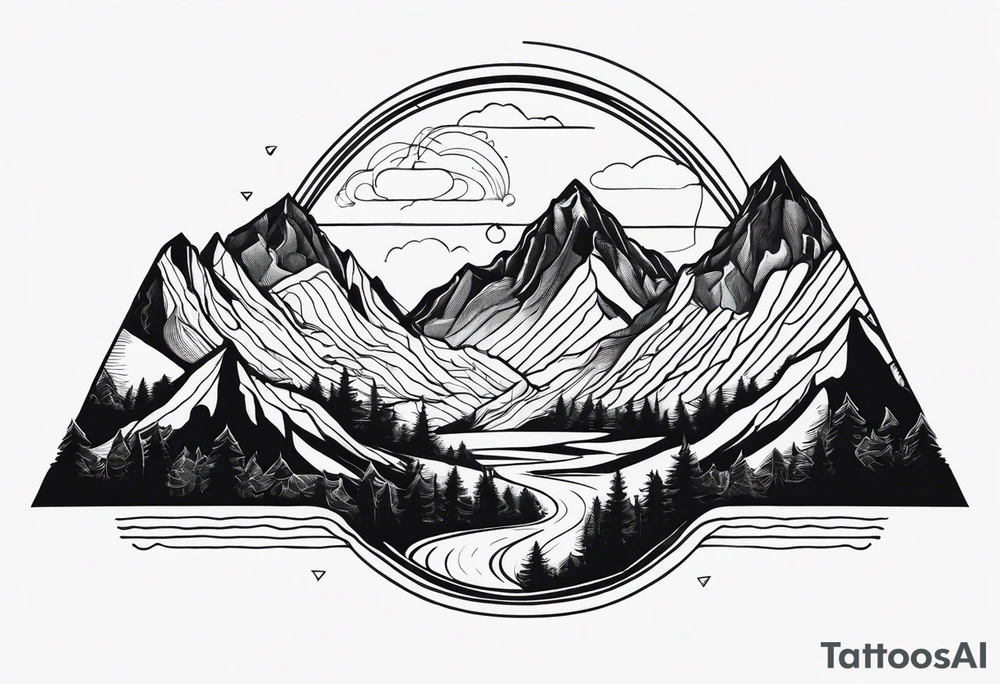 Mountains roads and travel tattoo idea