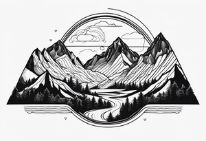 Mountains roads and travel tattoo idea