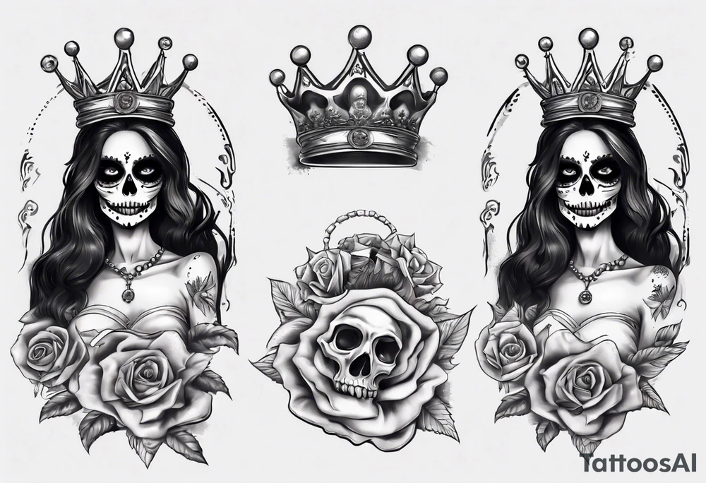 santa la muerta with money and crown
on the card tattoo idea