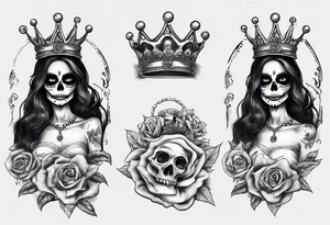 santa la muerta with money and crown
on the card tattoo idea