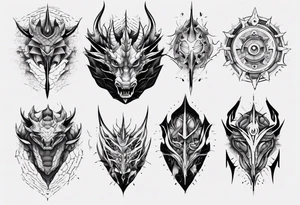 Dragon skin mechanical symmetrical tattoo idea