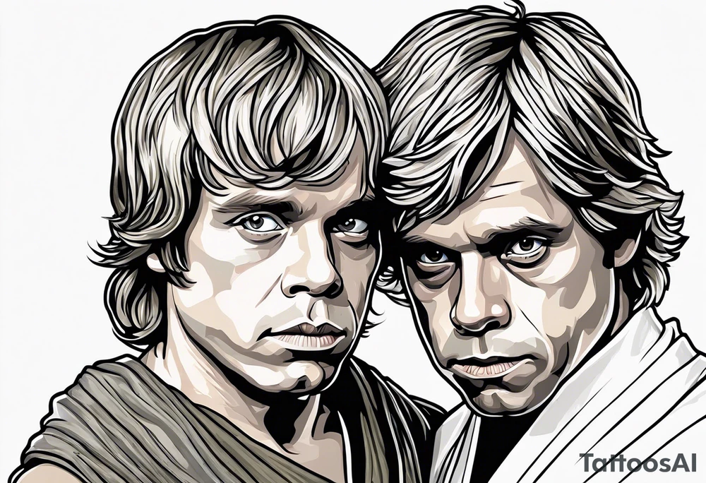 Luke Skywalker with baby grogu tattoo idea