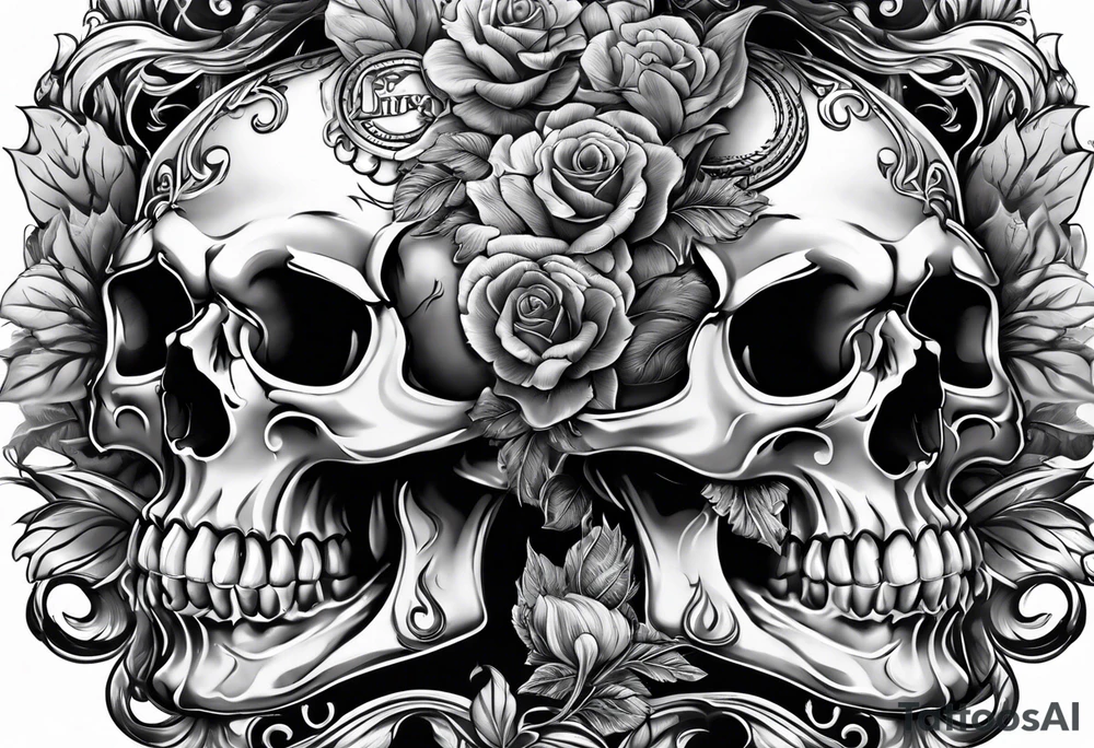 arm full sleeve skulls smokes tattoo idea