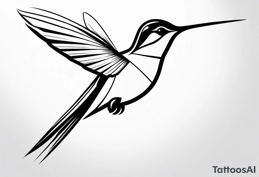 Design a minimalist tattoo of a hummingbird in flight, with elegant lines capturing its grace and vibrant energy tattoo idea
