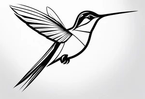 Design a minimalist tattoo of a hummingbird in flight, with elegant lines capturing its grace and vibrant energy tattoo idea