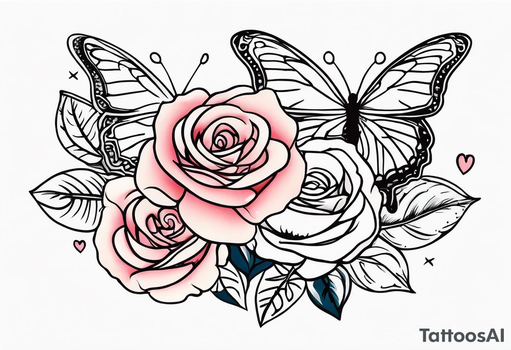 Roses, butterflies, quotes tattoo idea