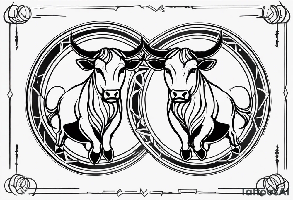 Gemini and taurus symbols intertwined tattoo idea