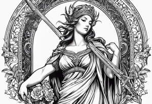 nemesis, the goddess of vengeance with sword tattoo idea