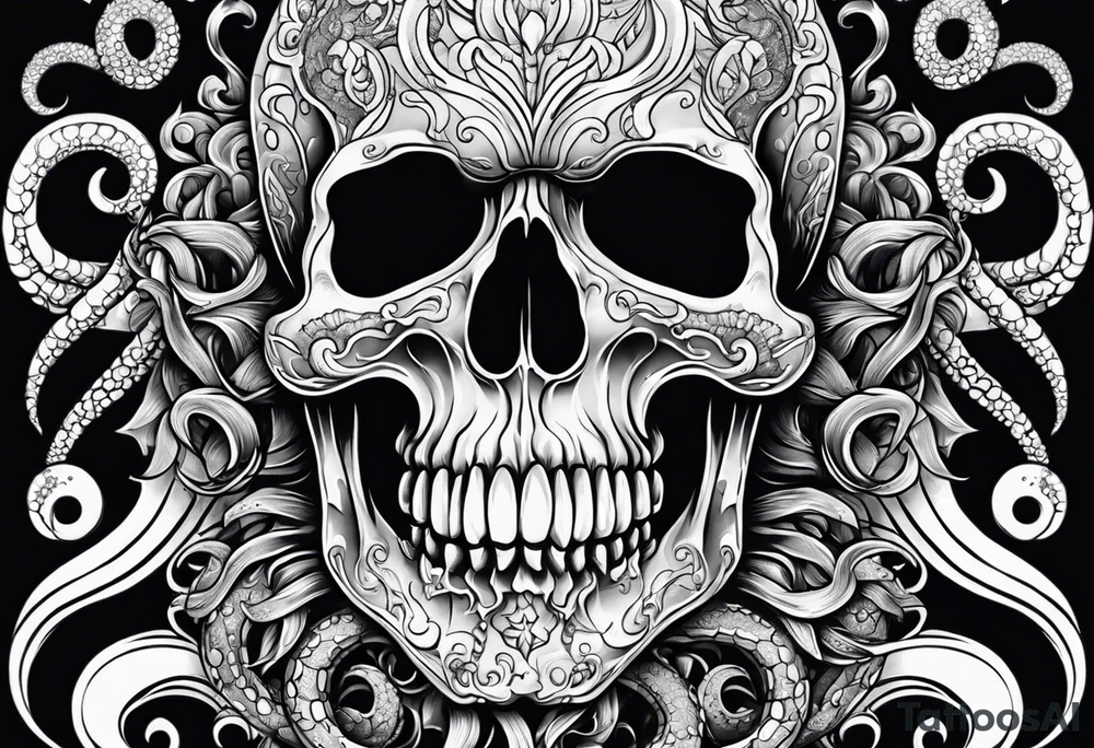 skull with tentacles tattoo idea