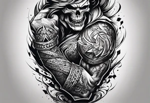 extreme fragmented twisted bone anger pain on elbow tattoo idea