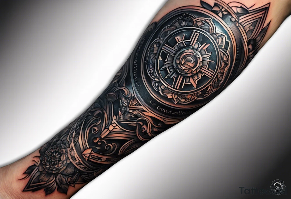 I want to generate a tattoo for my forearm where the elements will be part of my story of life the base of the tattoo its a computer chip because my profession and passion is related to computer, I also like sports in general such as soccer, snowboard, surf, motorbike, cars part of my story it was moving from brazil to Australia and I am really grateful for my life now because I started from the bottom and really value my family and values, I also want a fine line style and minimalistic tattoo idea