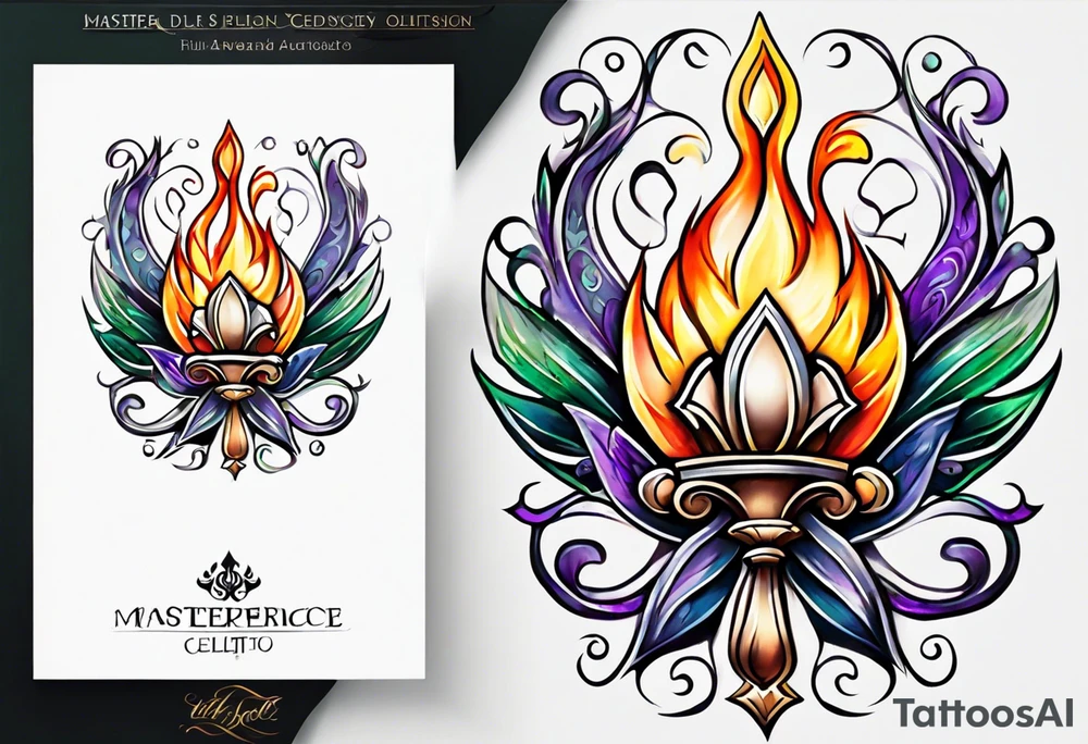 Fleur de lys celtique en flamme tattoo idea